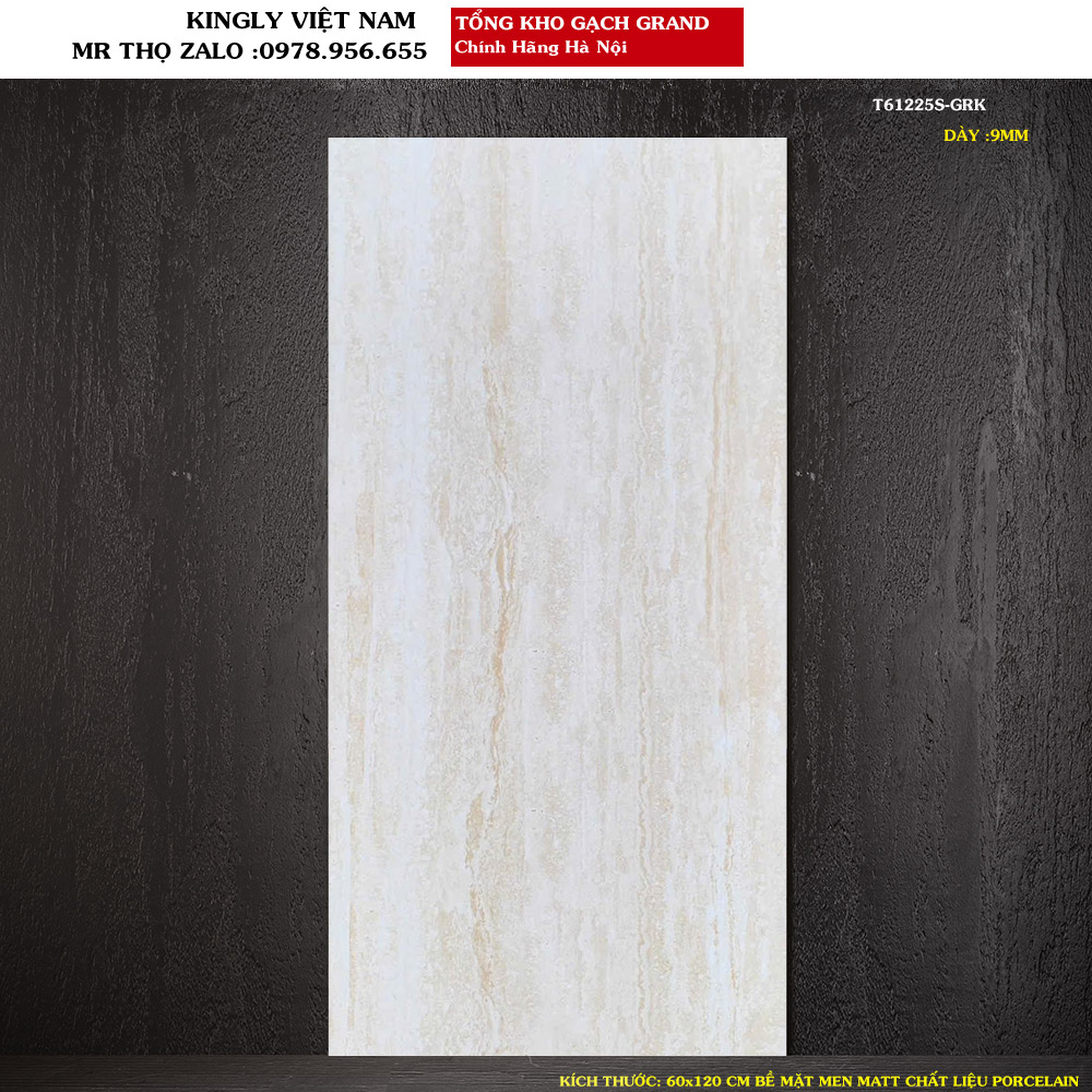 Gạch vân đá Travertine 600x1200 mm Grand T61225S Loại 1